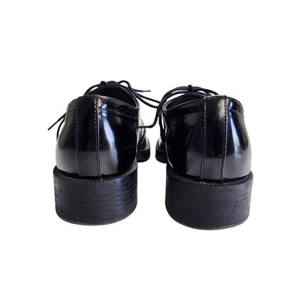 Nine West Womens Studey Lace Up Wingtip Loafers Size 9 Black Glossy Faux Leather - Picture 6 of 10